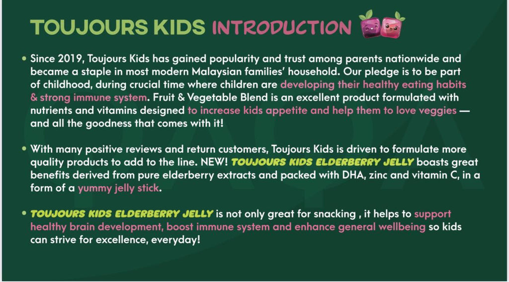Toujour Kids and Elderberry Jelly (not valid for customers)